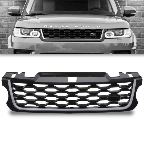 Black & Silver Facelift Upgrade Front Grille To Fit Range Rover Sport 14-17 - Image 2