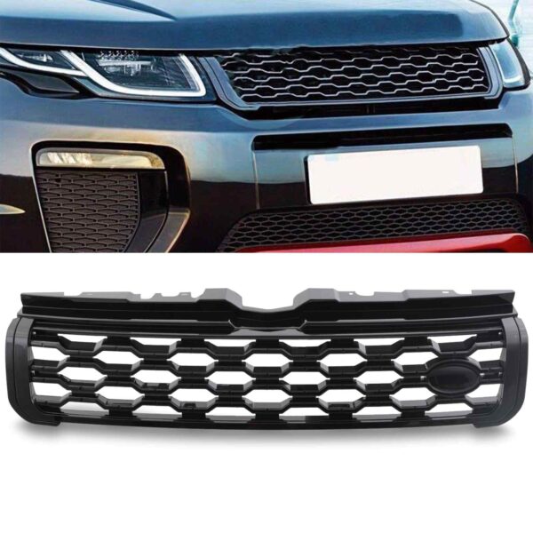 Gloss Black Hex Style Grille To Fit Land Rover Range Rover Evoque 10-17 - Image 2