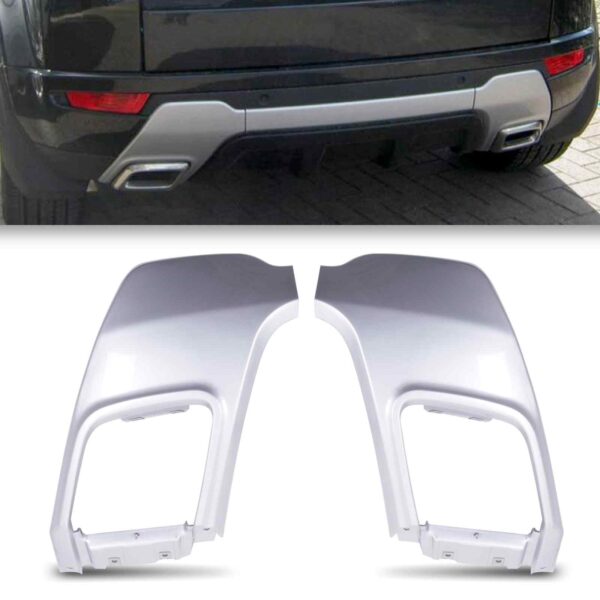 Silver Exhaust Rear Bumper Trims To Fit Range Rover Evoque L538 10-17 - Image 2