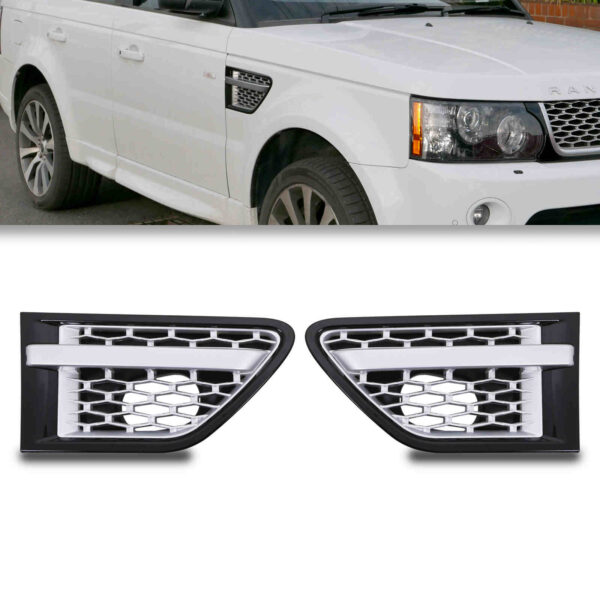 Black & Silver Wing Side Air Vents To Fit Range Rover Sport 10-13 - Image 3