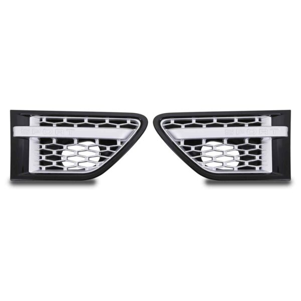 Black & Silver Wing Side Air Vents To Fit Range Rover Sport 10-13