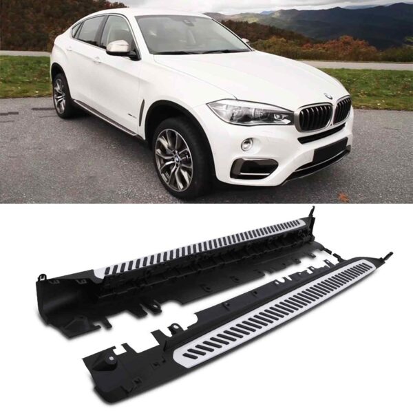 Bmw X6 F16 2015+ Black & Silver Side Steps - Image 2