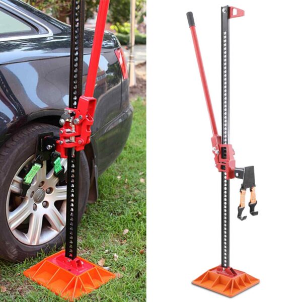 60" 3000Kg High Lift Off-Road Ratchet Farm Jack With Hook Straps And Base Plate - Image 2