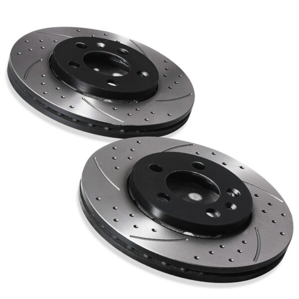 Front Drilled Grooved 256mm Brake Discs For Seat Ibiza Leon 1.2 1.4 1.6 TDI 08+ - Image 9