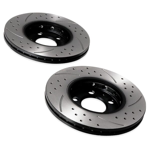 Front Drilled Grooved 256mm Brake Discs For Seat Ibiza Leon 1.2 1.4 1.6 TDI 08+ - Image 7