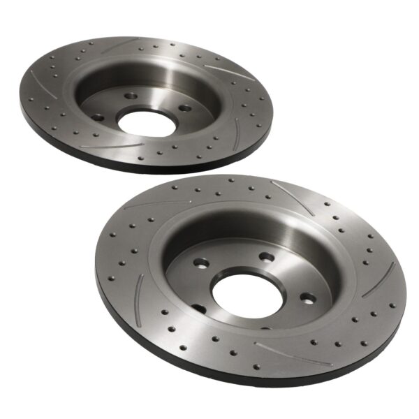 Rear Drilled Grooved Brake Discs 271mm - Ford Focus Mk3 1.0 Ecoboost 10-18 - Image 5