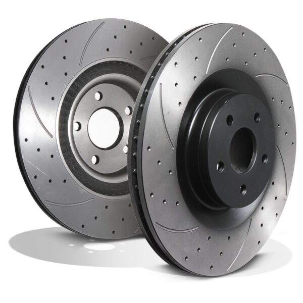 Front Drilled Grooved 350mm Uprated Brake Discs For Ford Focus Mk3 RS 2.3 2015+