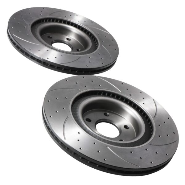 Front Drilled Grooved 350mm Uprated Brake Discs For Ford Focus Mk3 RS 2.3 2015+ - Image 3