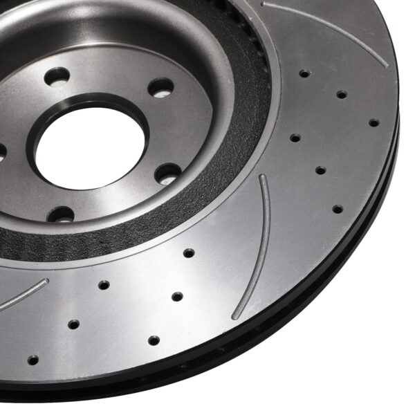 Front Drilled Grooved 350mm Uprated Brake Discs For Ford Focus Mk3 RS 2.3 2015+ - Image 4