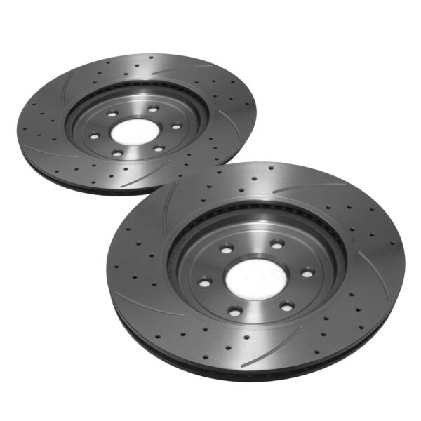 Front Grooved Drilled 320mm Brake Discs For Nissan Navara Pathfinder 2005+ - Image 2