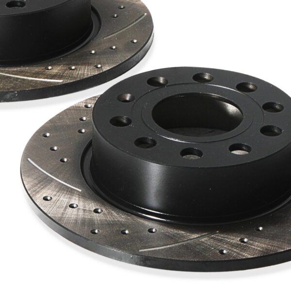 Rear Grooved Drilled 253mm Brake Discs For VW Golf Mk5 Mk6 1.9 2.0 TDI TSI Fsi - Image 3