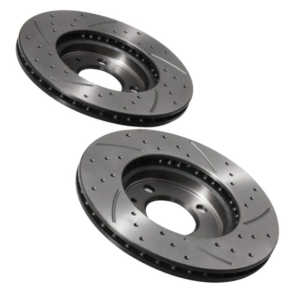 Front Drilled Grooved 256mm Brake Discs For Volkswagen Polo Corrado Caddy 88+ - Image 4