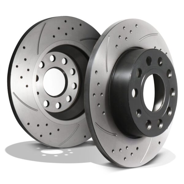 Rear Grooved Drilled 256mm Brake Discs For VW Golf Mk5 Mk6 GTI 1.9 2.0 TDI Fsi