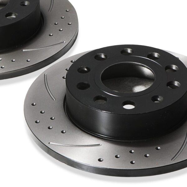 Rear Grooved Drilled 256mm Brake Discs For VW Golf Mk5 Mk6 GTI 1.9 2.0 TDI Fsi - Image 4