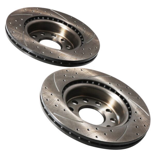 Front Drilled Grooved 280mm Brake Discs For VW Golf Mk5 Mk6 1.4 1.6 2.0 TFSI GTI - Image 6