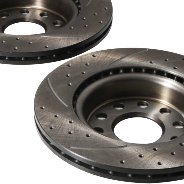 Front Drilled Grooved 280mm Brake Discs For VW Golf Mk5 Mk6 1.4 1.6 2.0 TFSI GTI - Image 2