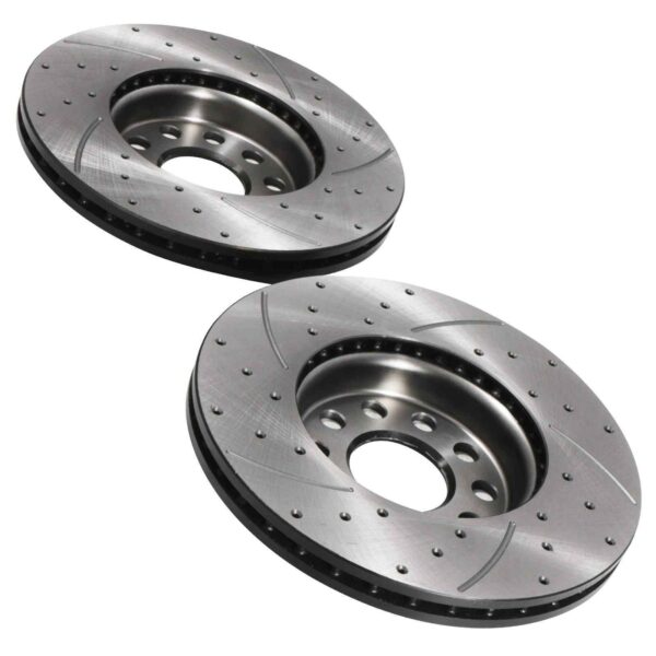 Front Drilled Grooved 288mm Brake Discs For Volkswagen VW Golf Mk5 Mk6 Mk7 04-20 - Image 4