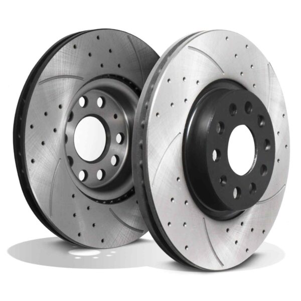 Front Drilled Grooved 312mm Brake Discs For Volkswagen VW Golf Mk5 Mk6 GTI GTD R 04+