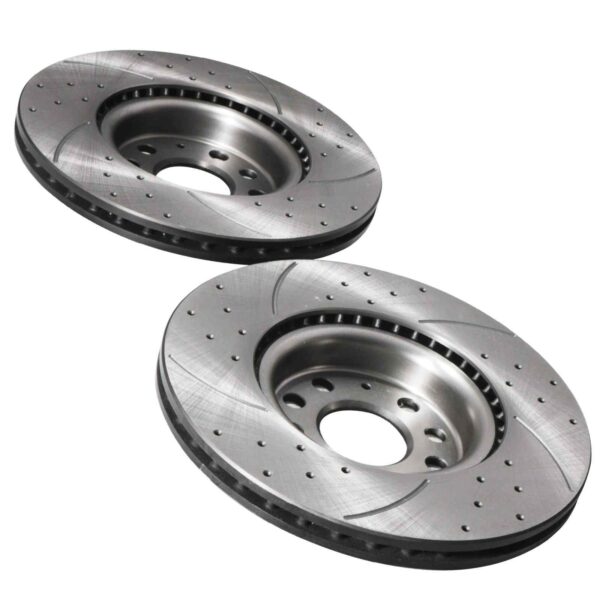 Front Drilled Grooved 312mm Brake Discs For Volkswagen VW Golf Mk5 Mk6 GTI GTD R 04+ - Image 4