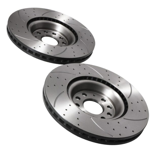 Front Drilled Grooved 340mm Brake Discs For Audi S3 8V Quattro 2.0 TFSI 12-20 - Image 7