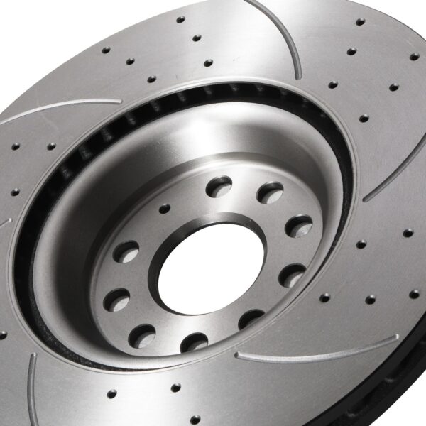 Front Drilled Grooved 340mm Brake Discs For Audi S3 8V Quattro 2.0 TFSI 12-20 - Image 5