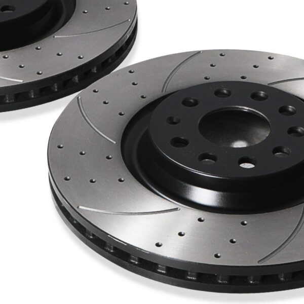 Front Drilled Grooved 340mm Brake Discs For Audi S3 8V Quattro 2.0 TFSI 12-20 - Image 3