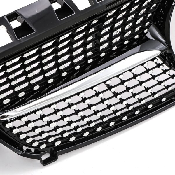 Diamond Style Gloss Black Front Grille For Mercedes Benz A Class W176 13-15 - Image 3