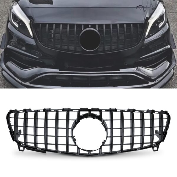 GTR Style Gloss Black Front Grille For Mercedes Benz A Class W176 15-18 - Image 2