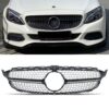 Diamond Style Gloss Black Grille With Camera Hole For Mercedes C Class W205 14-18 - Image 2