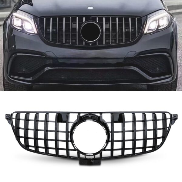 Gloss Black GTR Style Front Grille For Mercedes Benz GLE W166 16-19 - Image 2