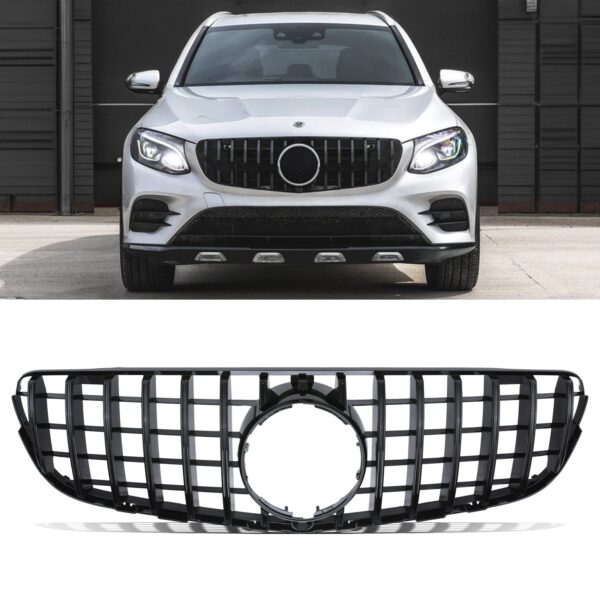 Gloss Black AMG GTR Style Grille For Mercedes GLC X253 C253 15-19 - Image 2