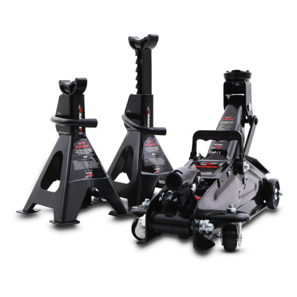 2 Tonne Compact Hydraulic Trolley Jack & 2 Axle Stands