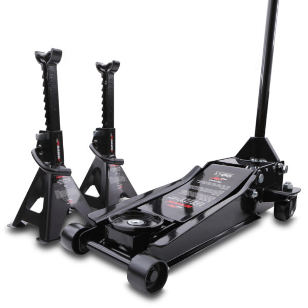 2.5 Tonne Low Profile Hydraulic Trolley Jack & 2 Axle Stands