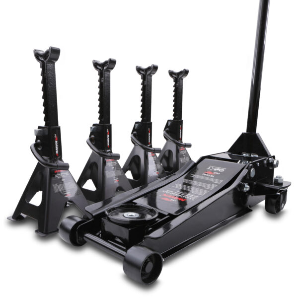 2.5 Tonne Low Profile Hydraulic Trolley Jack & 4 Axle Stands