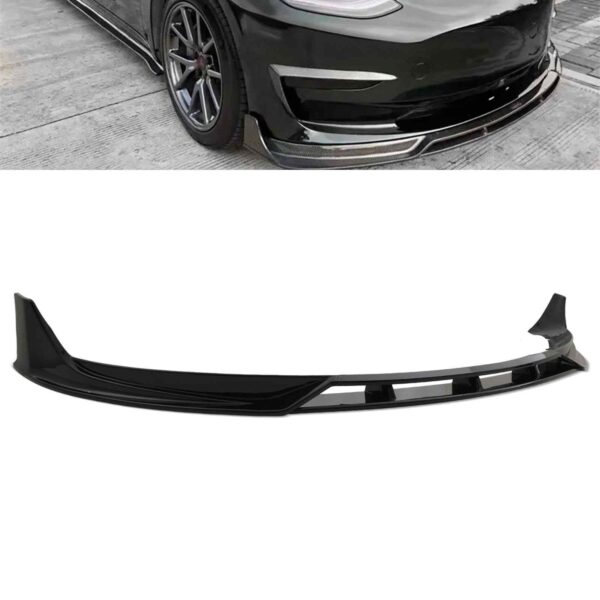 Front Bumper Lip Splitter Gloss Black For Tesla Model 3 2019+ - Image 4