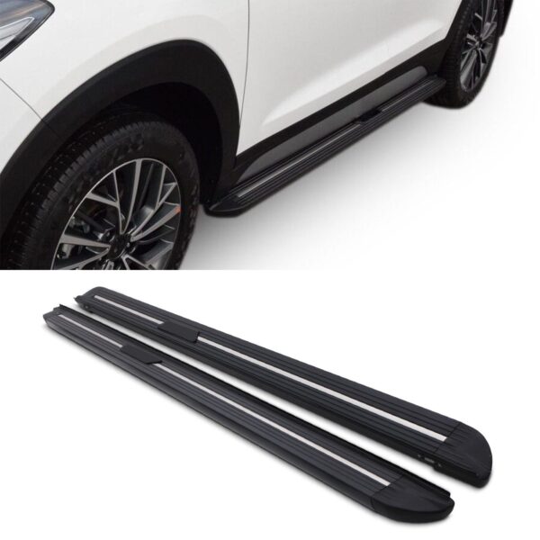 Hyundai Tucson TL 15-21 Black And Chrome Running Board Side Steps - Image 2